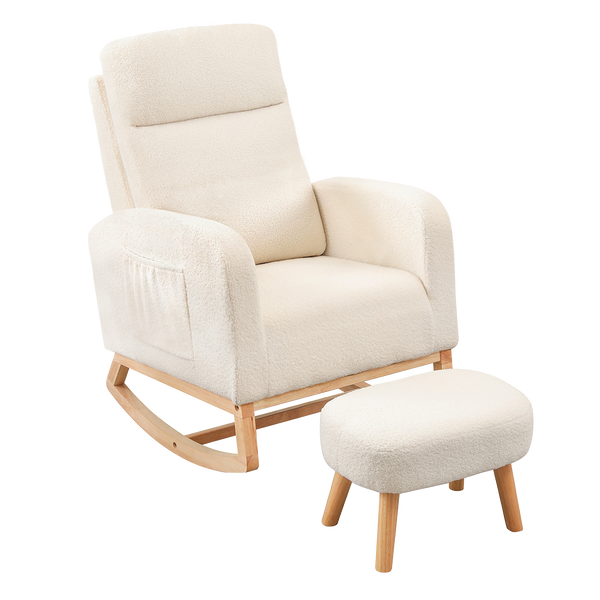 Levede Rocking Chair Ottoman Footrest With Side Pocket Sofas Armchairs & Couches