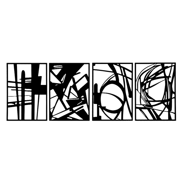 Yezi Metal 4Pcs Abstract Minimalist Line Decor Wall Art