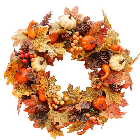 Halloween Artificial Maple Leaf Pumpkin Decoration Thanksgiving Autumn Wreath Seasonal Decorations