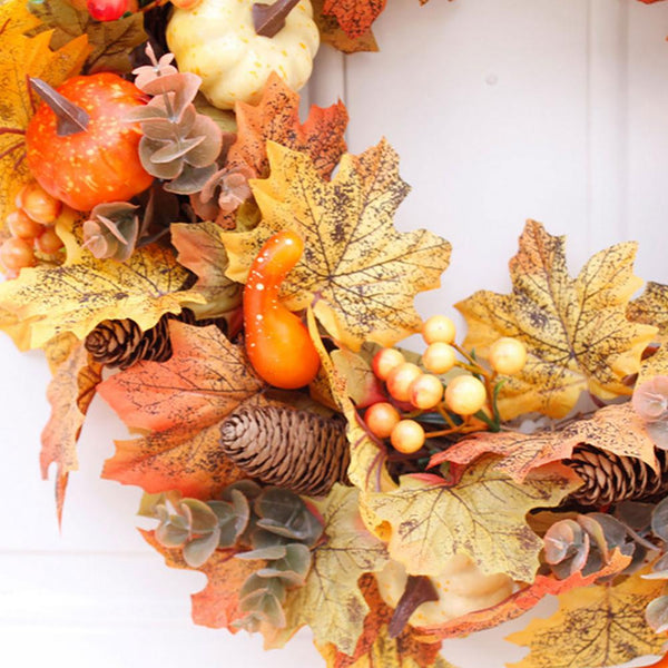 Halloween Artificial Maple Leaf Pumpkin Decoration Thanksgiving Autumn Wreath