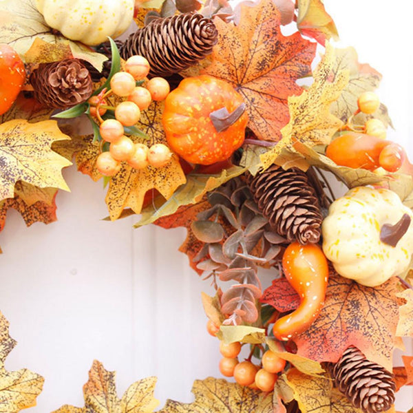 Halloween Artificial Maple Leaf Pumpkin Decoration Thanksgiving Autumn Wreath Seasonal Decorations