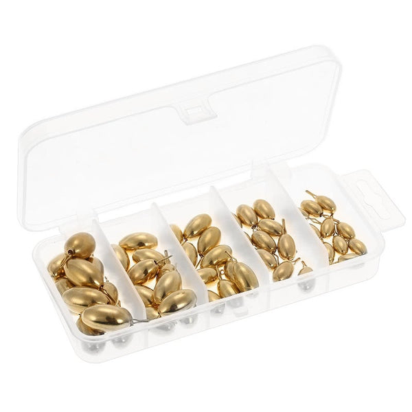 50Pcs Assorted Copper Sinker Bulk Set Box Elliptic Swivel Kit Casting Drop Fishing Tackle Accessories Sinkers & Weights