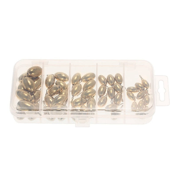50Pcs Assorted Copper Sinker Bulk Set Box Elliptic Swivel Kit Casting Drop Fishing Tackle Accessories Sinkers & Weights