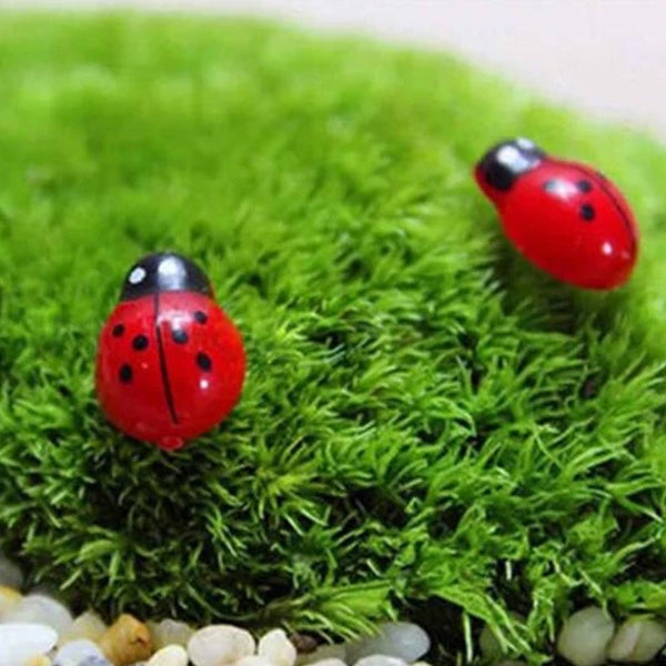 50Pcs Diy Dollhouse Miniatures Ladybug Statue Figurines Fairy Garden Bonsai Landscape Decoration