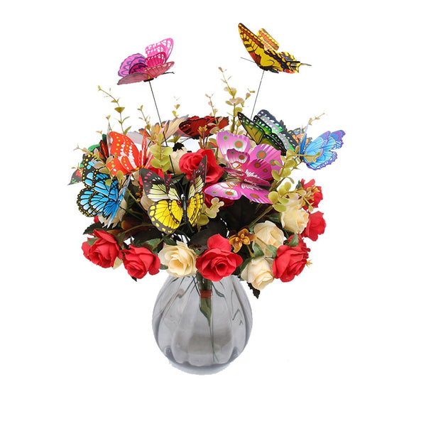50 Pieces Double Layer Wings Butterfly Stakes Waterproof Garden Ornaments Ornaments & Statues