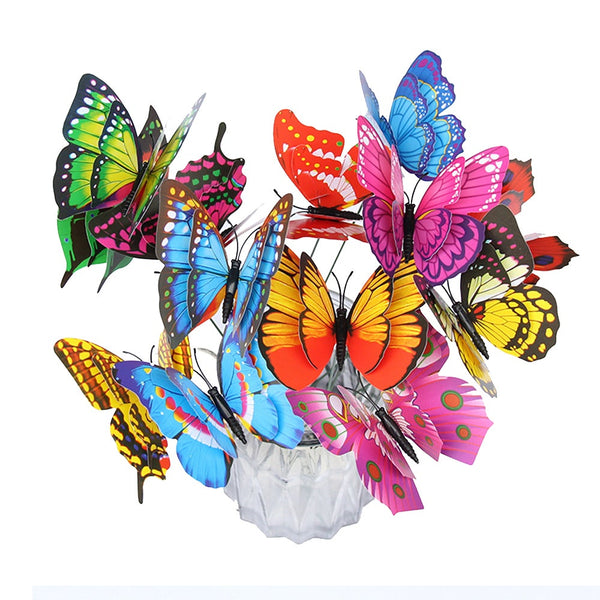 50 Pieces Double Layer Wings Butterfly Stakes Waterproof Garden Ornaments