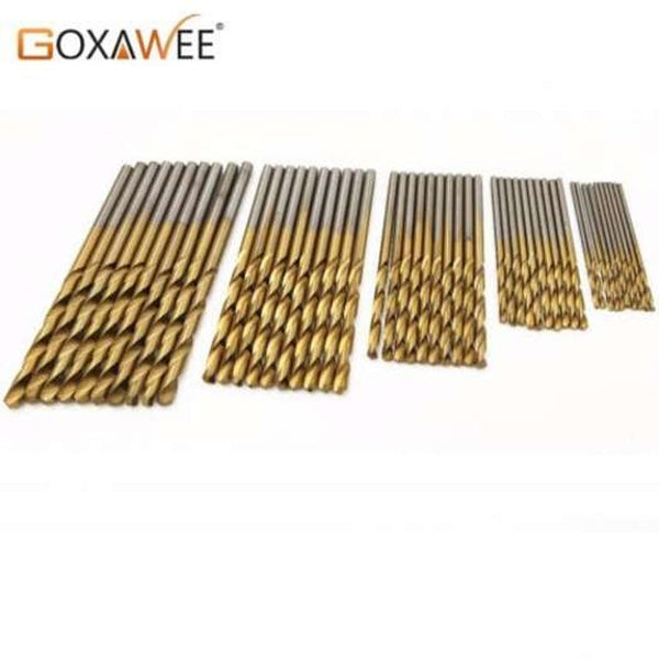 50Pcs Titanium Coated Twist Drill Bit Aluminum Set High Steel For Woodworking Plastic Drill Bits