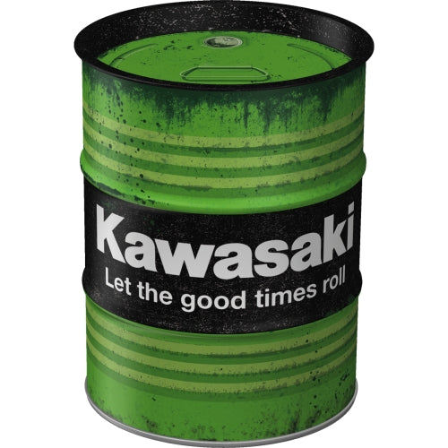 Nostalgic Art Money Box Oil Barrel Kawasaki Steel Tin With Removable Lid Money Boxes