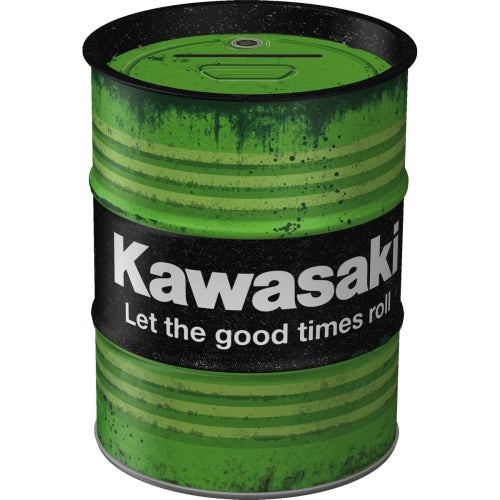 Nostalgic Art Money Box Oil Barrel Kawasaki Steel Tin With Removable Lid Money Boxes