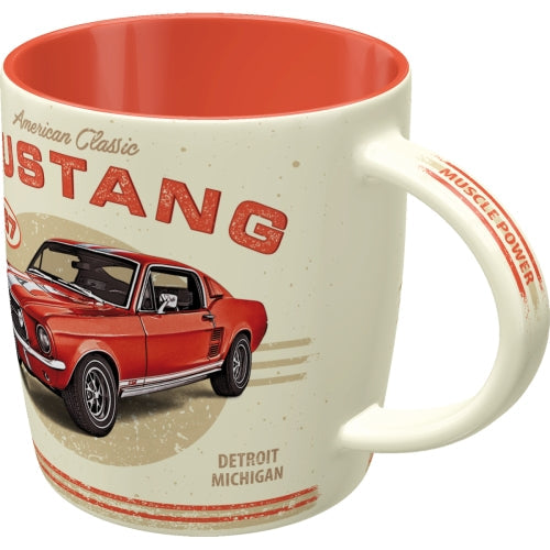 Nostalgic Art Ceramic Mug Featuring Ford Mustang Gt 1967 Red Design Mugs