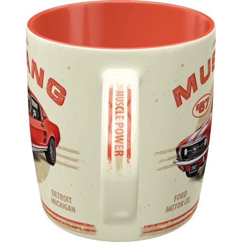 Nostalgic Art Ceramic Mug Featuring Ford Mustang Gt 1967 Red Design Mugs