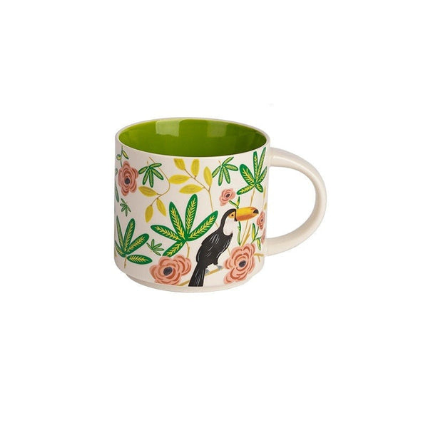 Flower Glaze Ceramic Cup Mug Household Large Capacity Breakfast 450Ml Mugs
