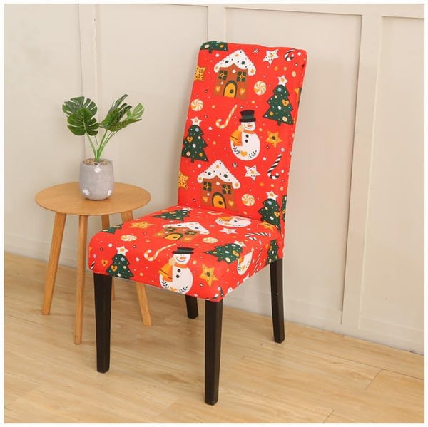 Chair Cover Bright Orange Holiday Design Anti Dirt Elastic Material Slipcovers