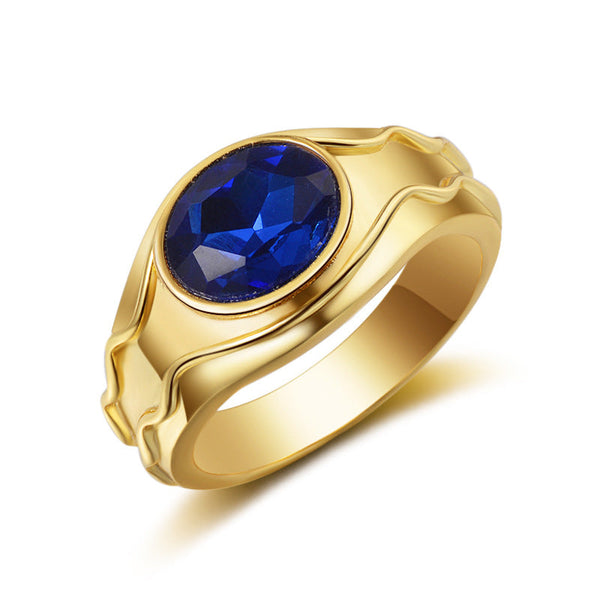 Simple Elegant Mens Ring Artificial Gemstones Silver Gold Plated Rings