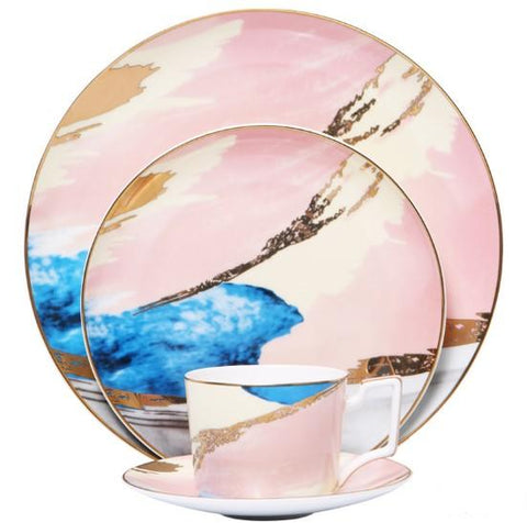 Watercolour Colourful Ceramic Handmade Dinner Plates Cup Saucer Dinner Sets