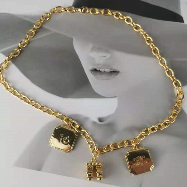 Triumphal Arch Embossed Brand High Grade Vintage Thick Chain Necklace Bracelet Bracelets