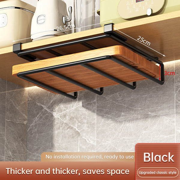 Under Cupboard Hanging Organizer: Hooks For Paper Towels Rags Plus Shelf Cutting Boards & Pot Covers Cabinets & Cupboards