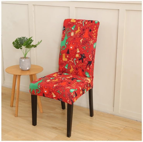 Chair Cover Orange Christmas Small Icons Design Anti Dirt Elastic For Dining Room Slipcovers