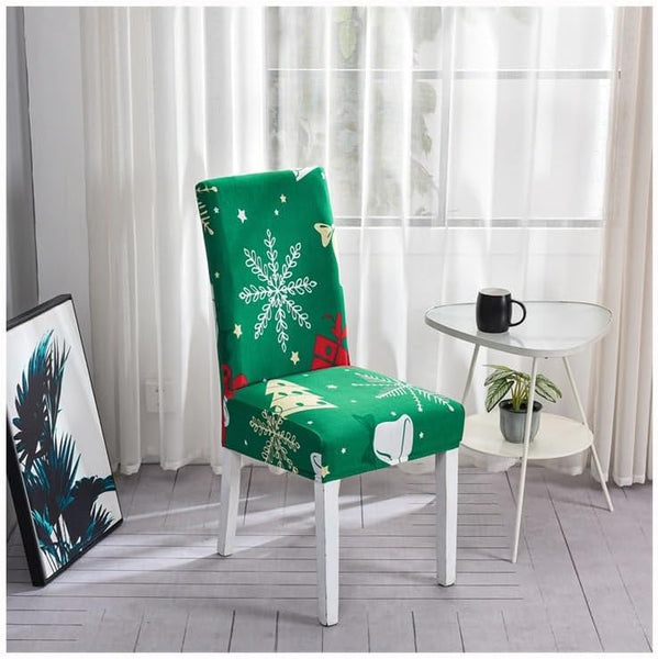 Chair Cover Green Big Leaf Snow Flakes Design For Dining Room Kitchen Wedding Hotel Banquet Restaurant Slipcovers