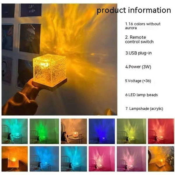 16 Colours Led Water Ripple Ambient Night Light Usb Rotating Projection Lamp Night Lights