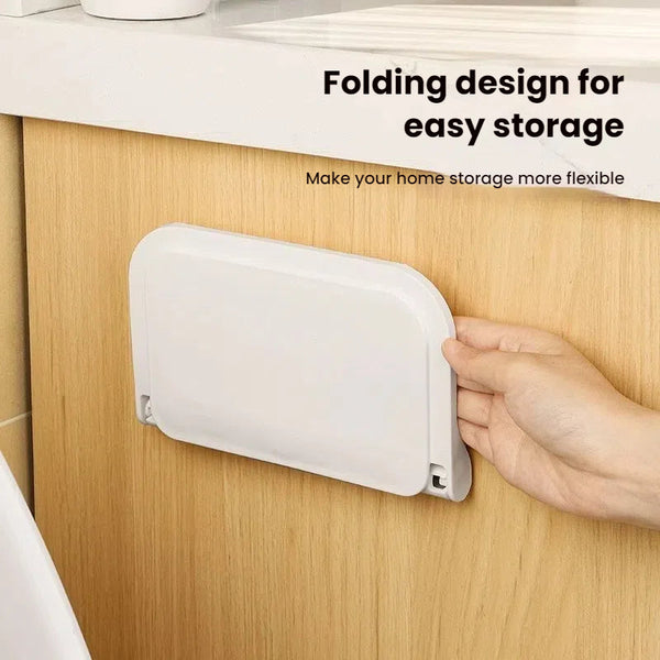 New Foldable Punch Free Wall Mounted Plastic Floating Shelf For Bathroom And Toilet Ideal Towel Clothes Storage Shelves