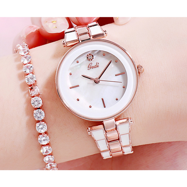 Veile Studios Elegant Steel Band Ladies Watch Fashion Trend Waterproof Quartz Decorative Round Watches