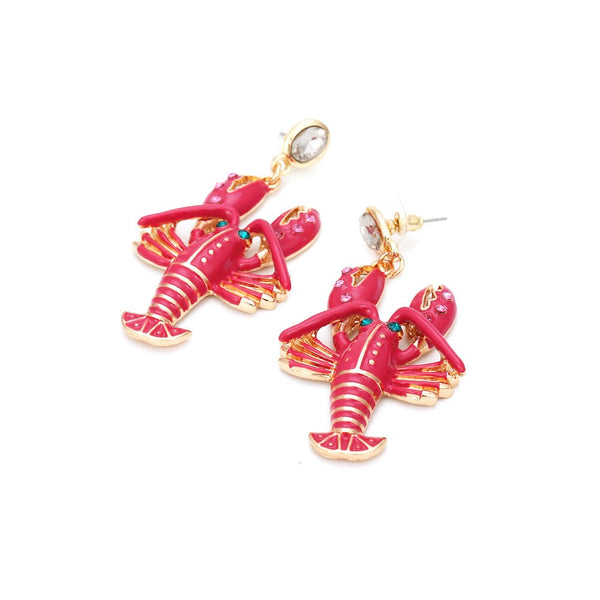 Veile Studios And American Creative Alloy Oil Drop Diamond Lobster Shaped Earrings
