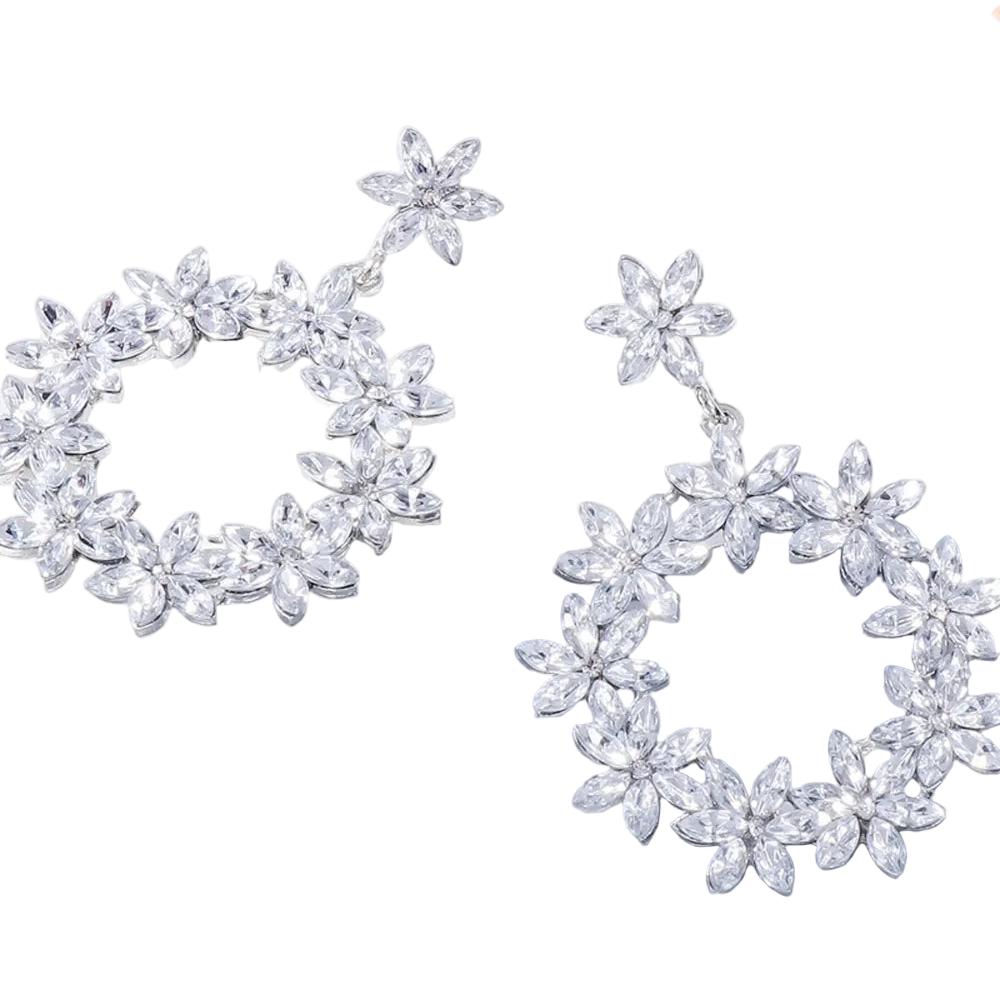 Rhinestone Flower Dangle Earrings