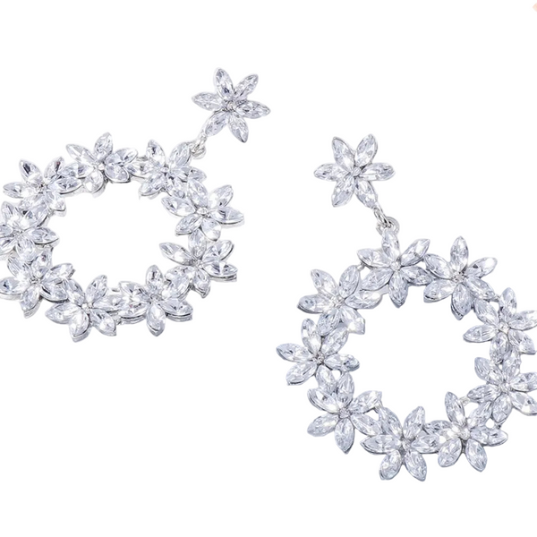 Rhinestone Flower Dangle Earrings