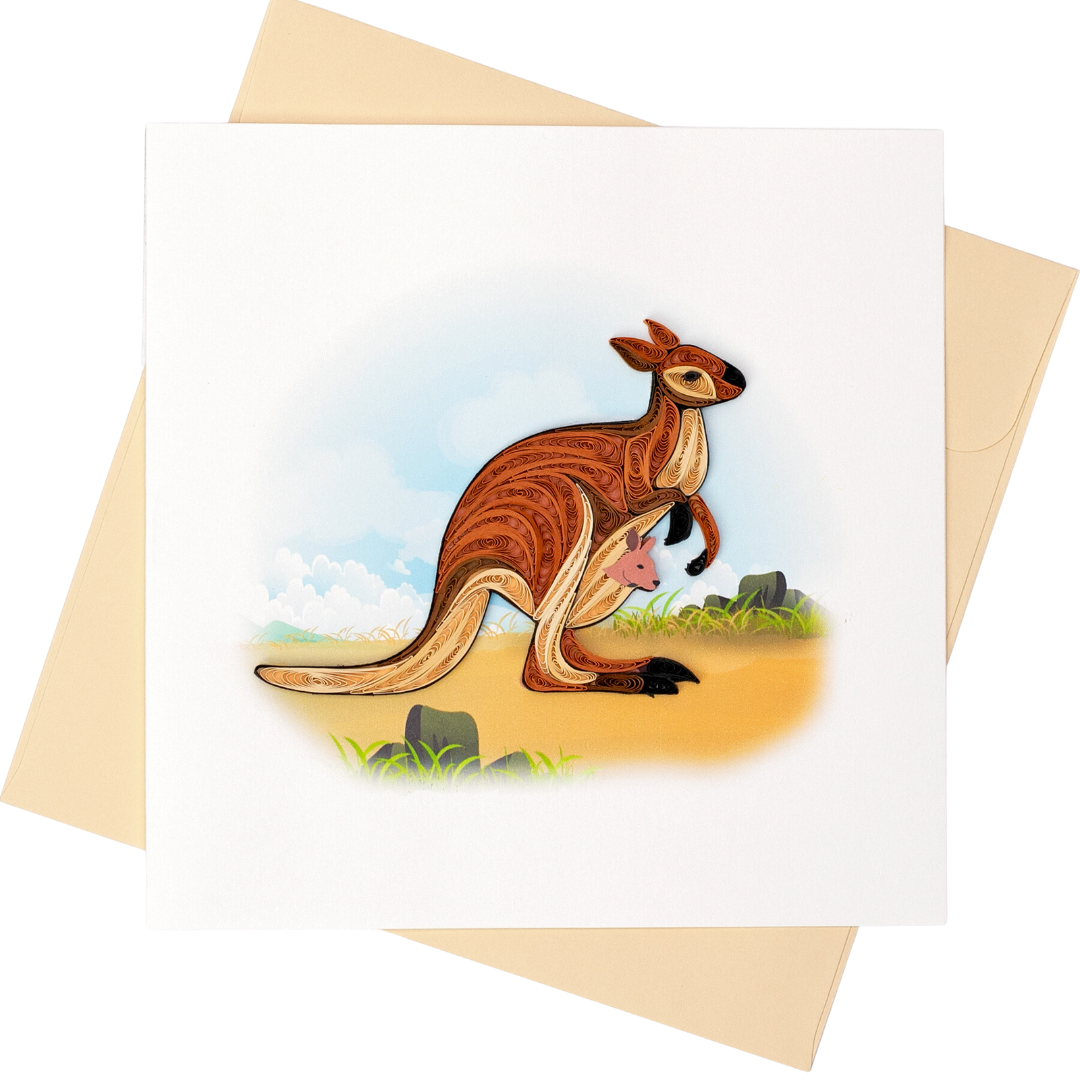 Handmade Quilled Kangaroo Greeting Card Fifteen Centimetres By Greeting Cards & Invitations
