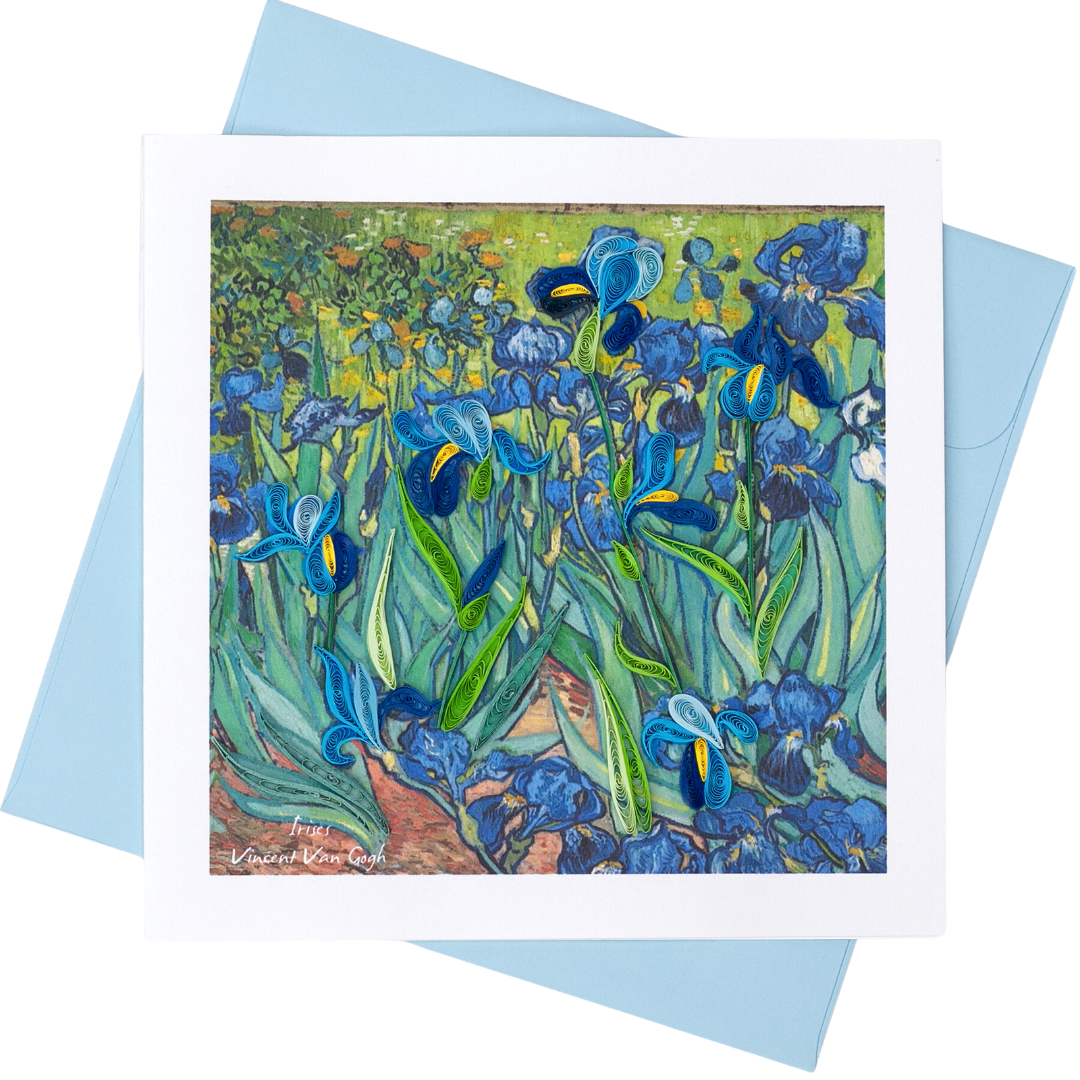 Quilled Greeting Card Irises Handmade Gift 15 Centimetre By Greeting Cards & Invitations