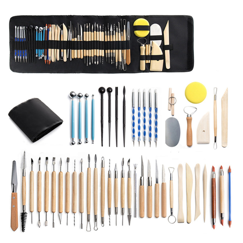 52Pcs Pottery Ceramic Tools Kit Polymer Clay Sculpting Carving Modelling Diy