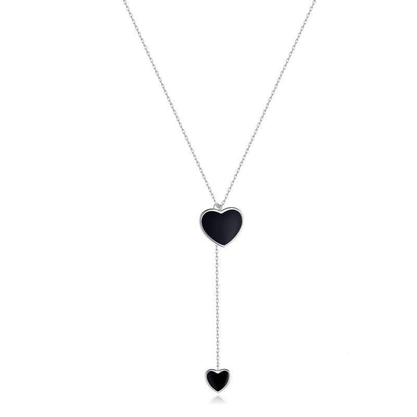 S925 Sterling Silver Black Heart Clavicle Chain Women Necklace Necklaces & Pendants