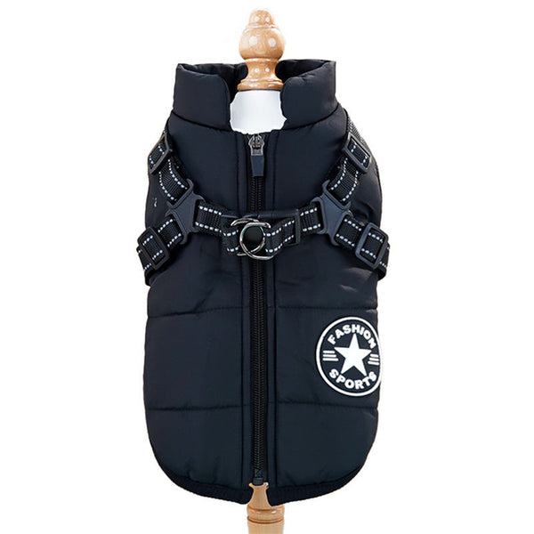 Pet Clothing Waterproof And Warm Dog Cotton Coat Winter Skiing Suit Chest Back Integrated Vest Dog Clothing & Shoes