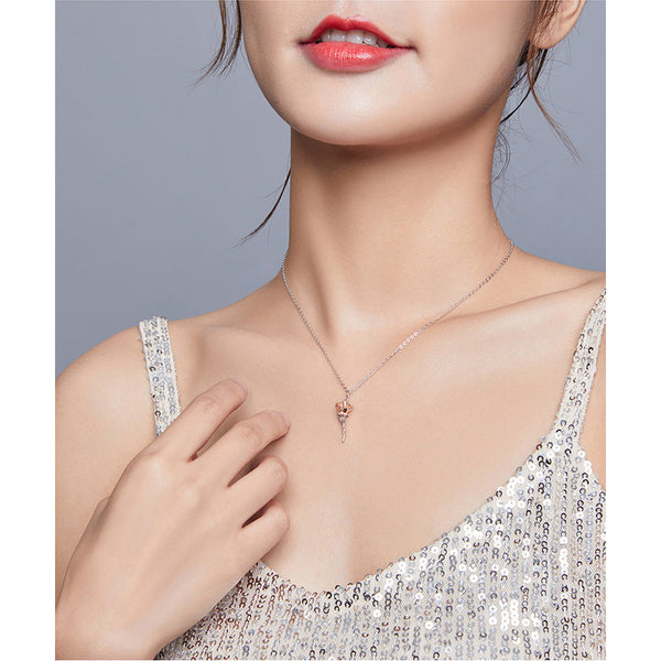 Rose Necklace Pendant S925 Pure Silver Flower Accessory Necklaces & Pendants