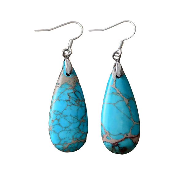 Natural Stone Copper Teardrop Earrings