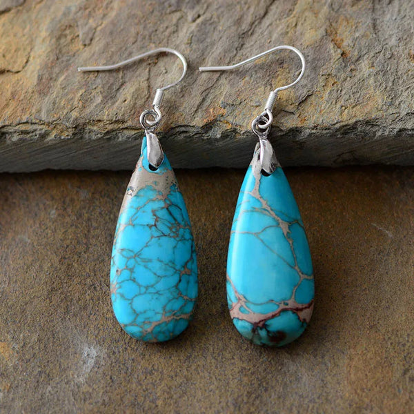 Veile Studios Natural Stone Copper Teardrop Earrings