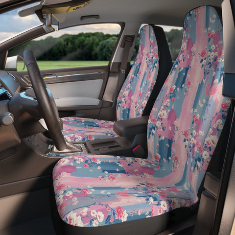 Floral Car | Boho Chic Auto Accessories Flower Print Cushions Decor For Road Trips Gift Lovers Unique Seat Covers