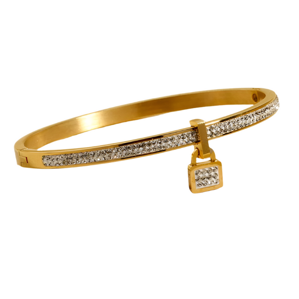 Veile Studios Super Flash Full Diamond Lock Head Concealed Buckle Bracelet Titanium Steel Jewelry Bracelets