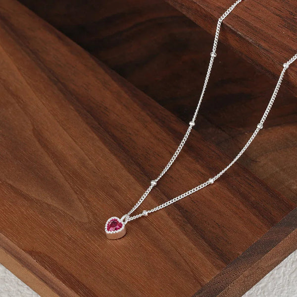 925 Sterling Silver Zircon Heart Interlocking Necklaces For Women Luxury Quality Jewelry Gift Female Necklaces & Pendants