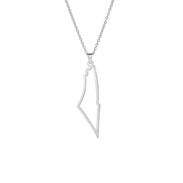 Veile Studios Palestine Map Outline Mountain Stainless Steel Pendant Necklace Women Necklaces & Pendants