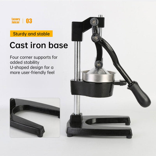 Cast Iron Citrus Juicer: Extra Large Commercial Manual Press Heavy Duty Countertop Squeezer For Fresh Orange Juice. Manual Juicers