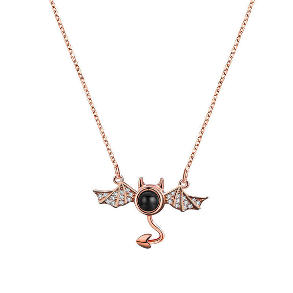 100 Languages I Love You Projection Necklace Female Demon Niche European And American Design Collarbone Chain Jewelry Necklaces & Pendants