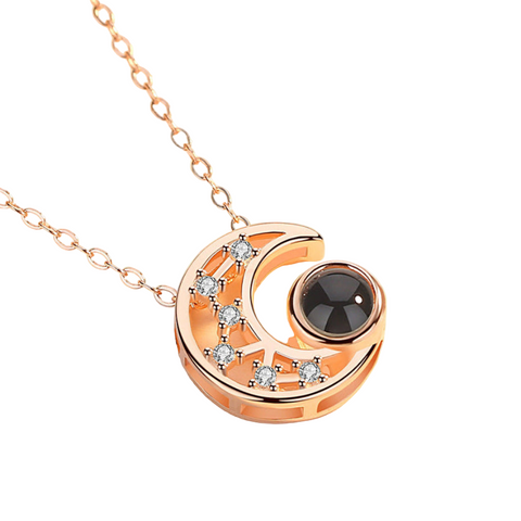 Star Moon Projection Necklace Actress Moon Projection Clavicle Chain 100 Languages I Love You Internet Celebrity Pendant Necklaces & Pendants