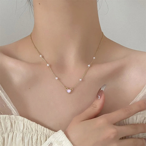 Gold Color Simple Love Heart Pendant Necklace For Women Girl Clavicle Chain Choker New Fashion Trend Jewelry Party Gifts Necklaces & Pendants