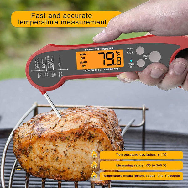 Foldable Ip7 Digital Thermometer With Dual Probes: For Cooking Bbq Meat Grilling Food Kitchen Tools. Cooking Thermometers