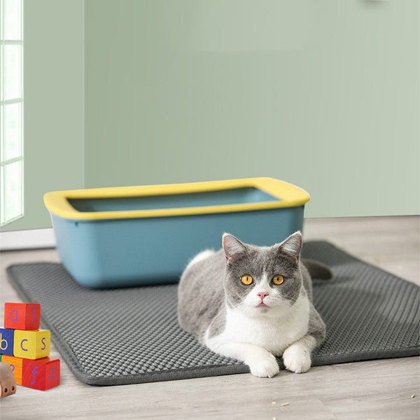 Cat Litter Mat Pet Solid Color Waterproof Easy Clean Scatter Litter Tray Accessories