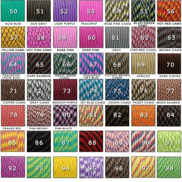 Paracord Parachute Cord Lanyard Tent Rope Mil Spec Type Iii 7 Strand 100Ft 259 Color 49 60 Number 54 Paracords