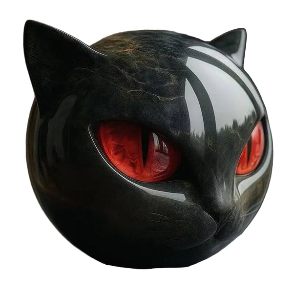 Black Cat Stone Statue (Resin Head Marble Texture): Healing Souvenir Gift Home/Office Desk Decor. Ornaments & Statues