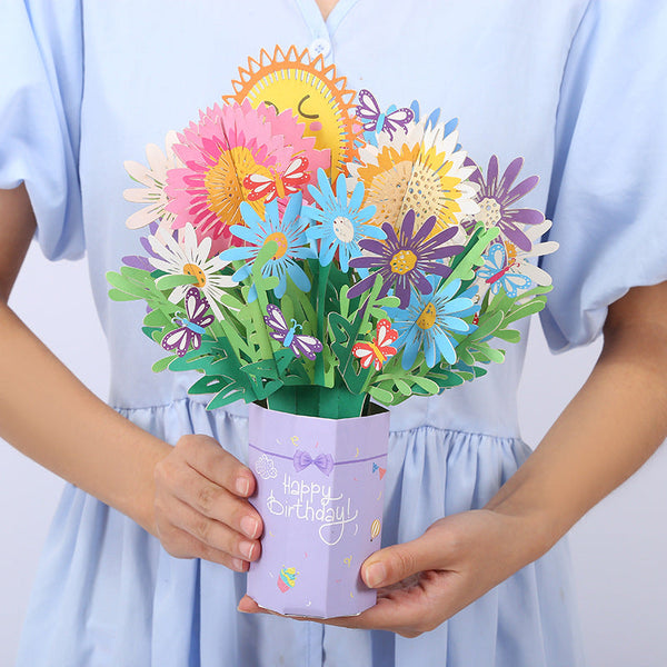 Mothers Day Gift Creative 3D Handmade Three Dimensional Flower Paper Carved Greeting Card Greeting Cards & Invitations